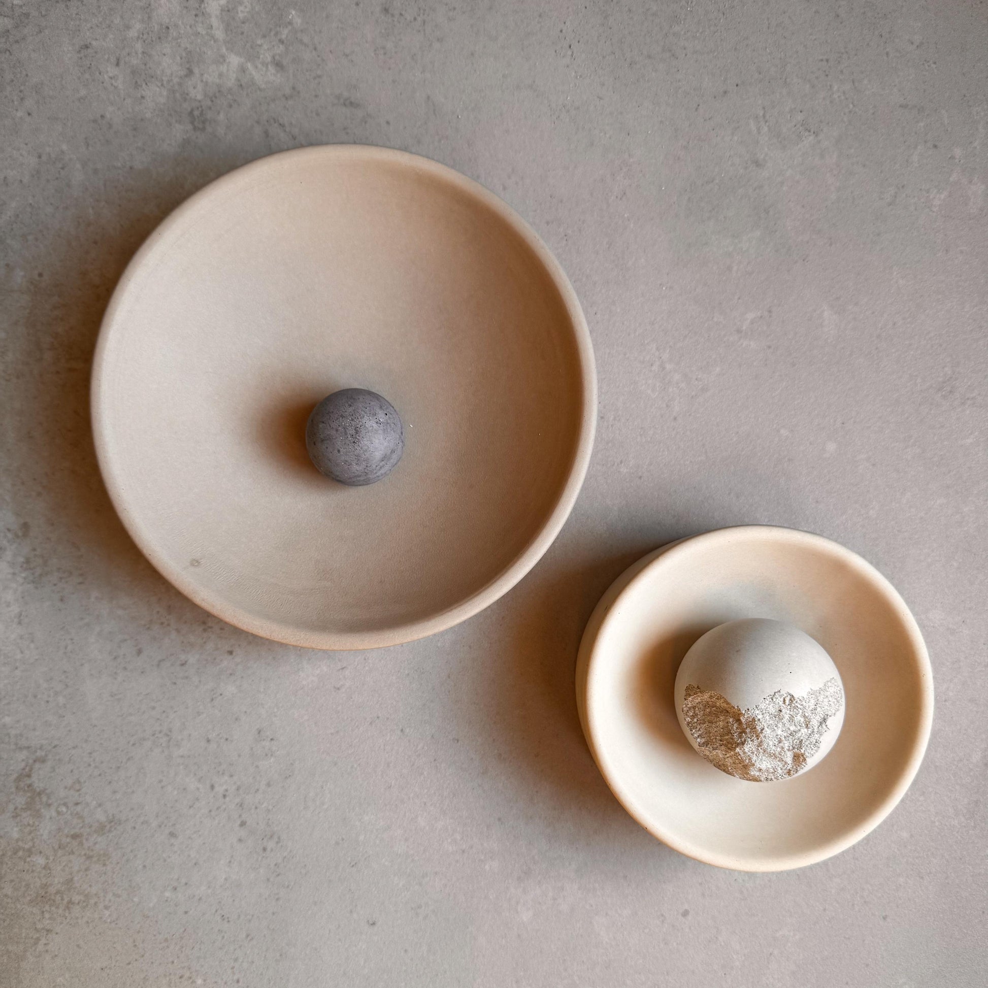 Round Concrete Bowl with Straight Sides | Minimalist Catchall, Decorative Entryway Bowl, Japandi Home Decor, Neutral Decor, Warm Tone Tray