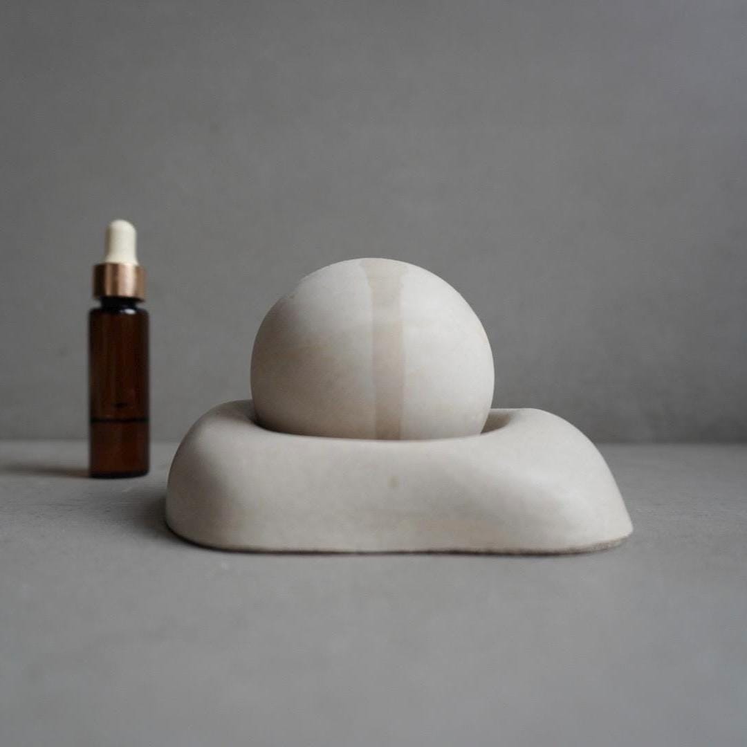 Passive Essential Oil Diffuser, Aromatherapy Ball, Concrete Dome Diffuser, Cement Decor, Fragrance Air Freshener, Diffusing Stone, Japandi