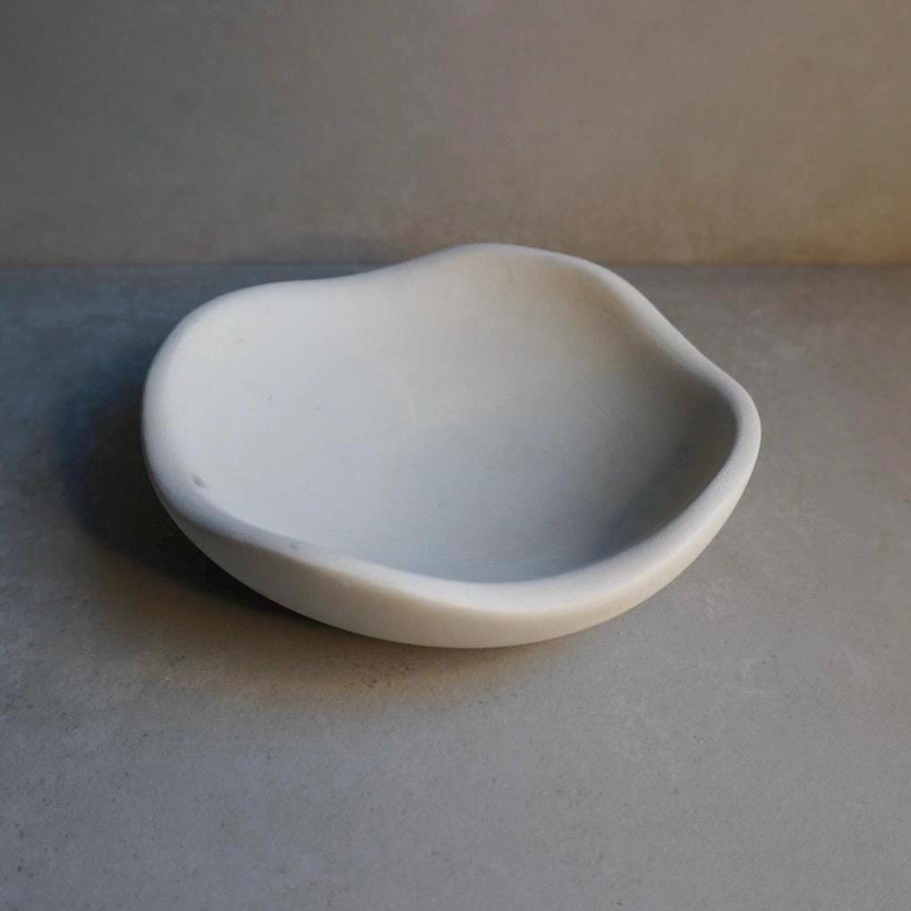 Wavy Concrete Bowl | Asymmetrical Catchall, Decorative Tray, Organic Shaped Trinket Tray, Sculptural Japandi Decor, Curvy Stone Homewares