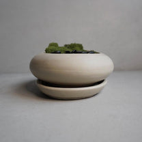 Concrete Ikebana Vase | Kokedama Display Vessel, Bonsai Pot with Drainage, Japandi Pot with Saucer, Pebble Pot, Calm Aesthetic, Wabi Sabi
