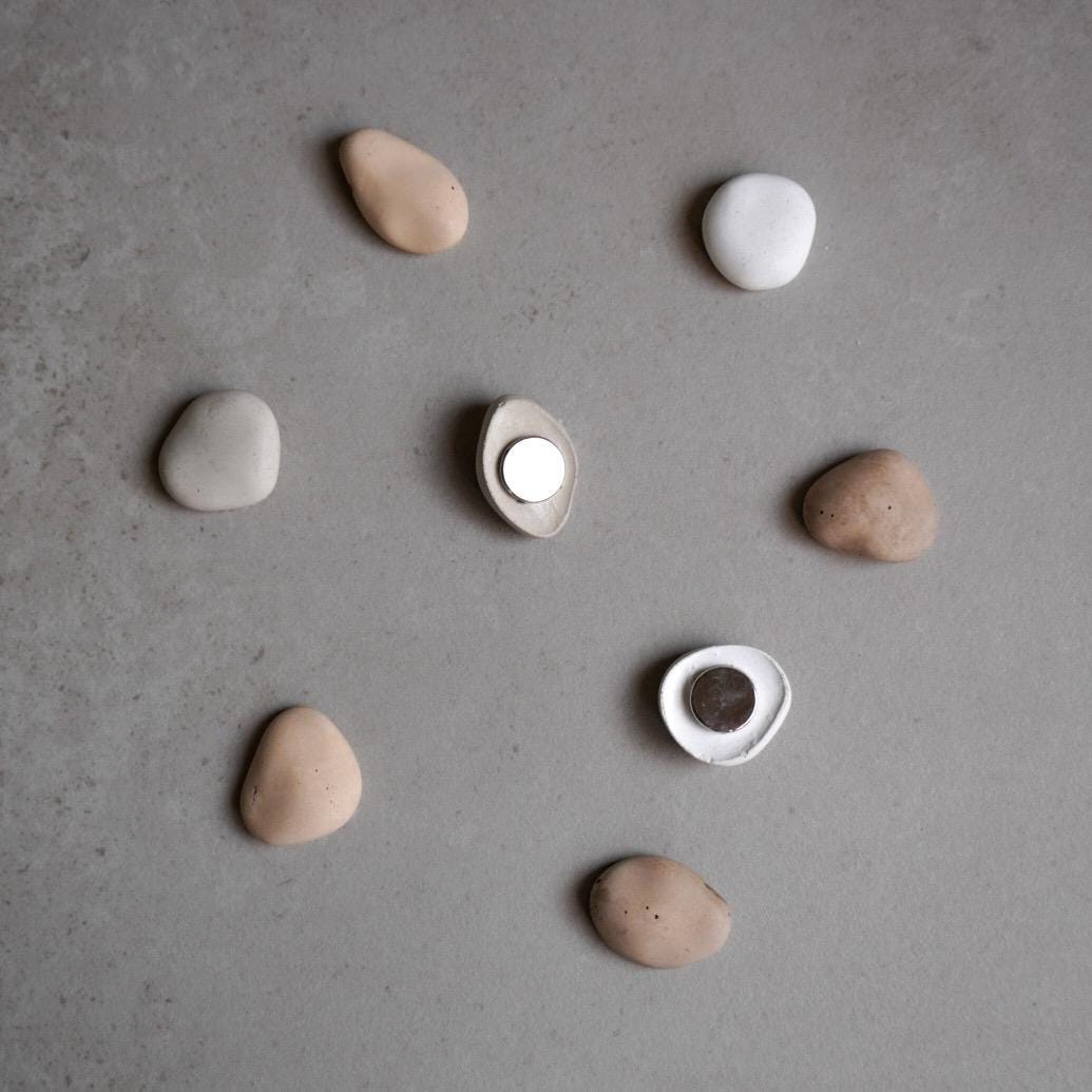 Pebble Magnets | Neodymium Concrete Magnets, Neutral Home Decor, Minimalist Fridge Magnets, River Stone Decor, Wabi Sabi, Calming Aesthetic