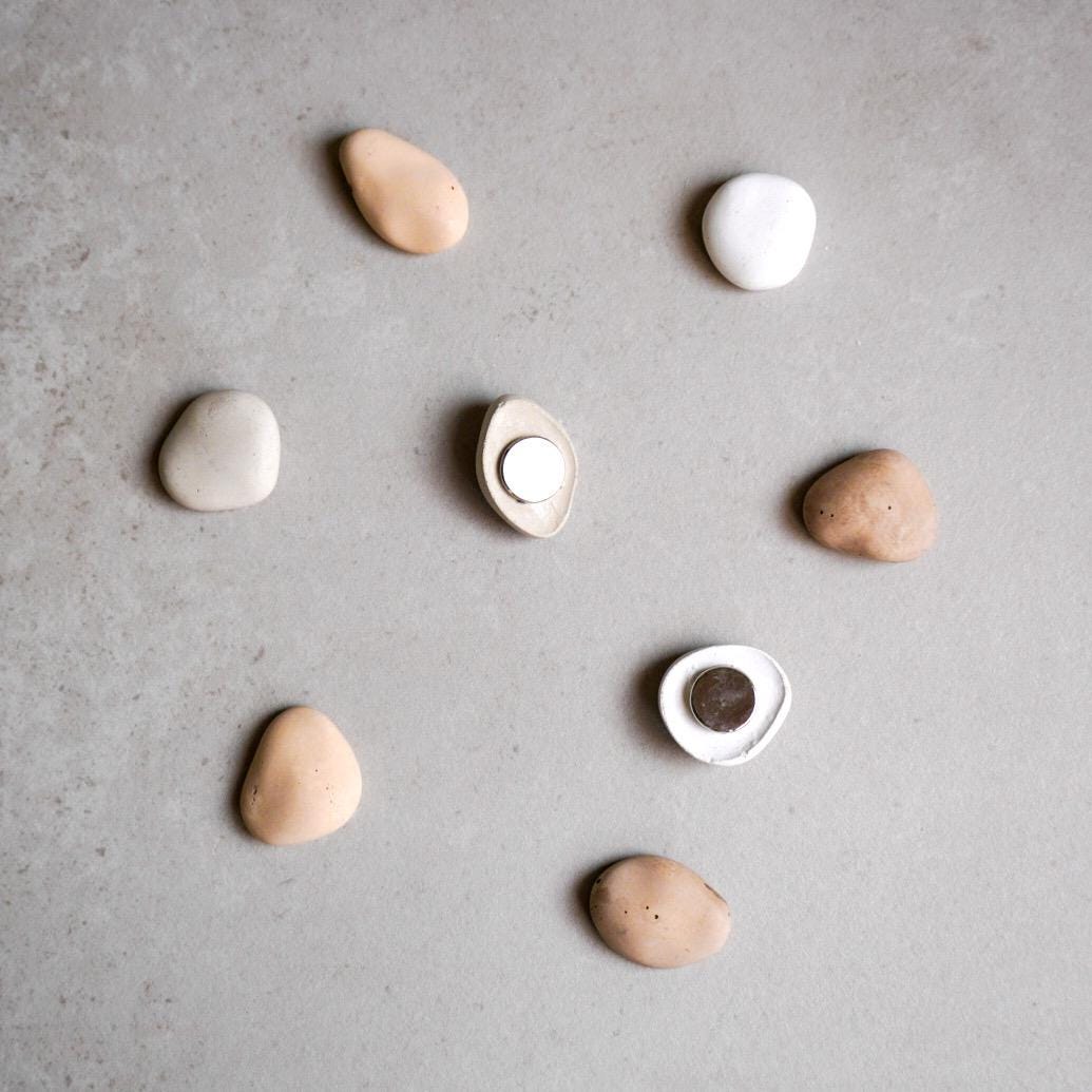 Pebble Magnets | Neodymium Concrete Magnets, Neutral Home Decor, Minimalist Fridge Magnets, River Stone Decor, Wabi Sabi, Calming Aesthetic