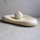 Organic Concrete Tray, Soft Sculptural Catchall, Bean Shaped Jewelry Display, Chunky Japandi Decor, Pebble Trinket Tray, Abstract Dish