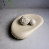 Organic Concrete Tray, Soft Sculptural Catchall, Bean Shaped Jewelry Display, Chunky Japandi Decor, Pebble Trinket Tray, Abstract Dish