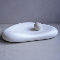 Organic Concrete Tray, Soft Sculptural Catchall, Bean Shaped Jewelry Display, Chunky Japandi Decor, Pebble Trinket Tray, Abstract Dish