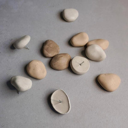 Pebble Concrete Push Pins | Minimalist Thumb Tacks for Cork Board, Neutral Office Decor, Rock Push Buttons, Organic Home Decor, Wabi Sabi
