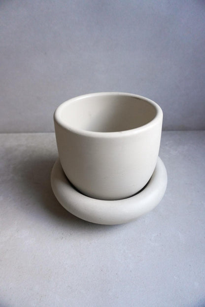 Concrete Planter with Saucer | Minimalist Plant Pot, Bubble Planter, Thick Saucer, Japandi Houseplant Decor, Neutral Home, Organic Shape