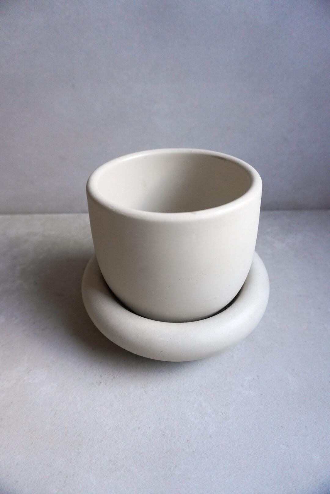 Concrete Planter with Saucer | Minimalist Plant Pot, Bubble Planter, Thick Saucer, Japandi Houseplant Decor, Neutral Home, Organic Shape